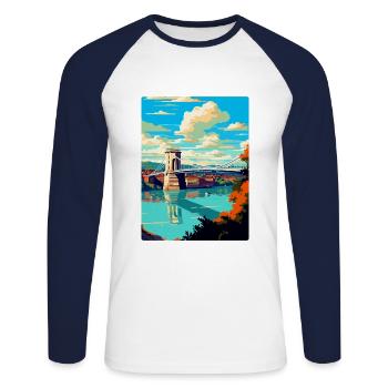 Bristol England Uk Vintage Travel Poster Souvenir - Unisex Long Sleeve Baseball T-Shirt - white/navy - Front - Nik (191cm)