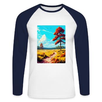 Cannock Chase Affiche de voyage vintage Souvenir WPA - T-shirt baseball manches longues Homme - blanc/marine - Devant - Nik (191cm)