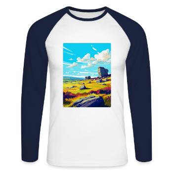 Bodmin Moor England Uk Reise Poster Souvenir WPA - Unisex Baseballshirt langarm - Weiß/Navy - Vorne - Nik (191cm)