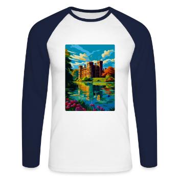 Hever Castle Angleterre Royaume-Uni Affiche de voyage Souvenir WPA - T-shirt baseball manches longues Homme - blanc/marine - Devant - Nik (191cm)