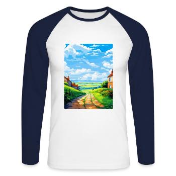 Rye England Uk Vintage Travel Poster Souvenir WPA - Unisex Long Sleeve Baseball T-Shirt - white/navy - Front - Nik (191cm)