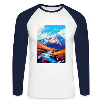 Ben Nevis, Schottland, Vereinigtes Königreich, Reiseposter, Souvenir, WPA - Unisex Baseballshirt langarm - Weiß/Navy - Vorne - Nik (191cm)