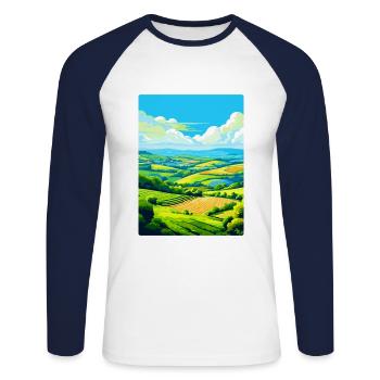 Camel Valley Cornwall England Uk Travel Poster WPA - Unisex Long Sleeve Baseball T-Shirt - white/navy - Front - Nik (191cm)