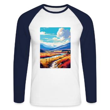 Cairngorms Scotland Uk Travel Poster Souvenir WPA - Unisex Long Sleeve Baseball T-Shirt - white/navy - Front - Nik (191cm)