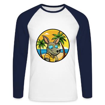 Aardvark Funny Cartoon Lunettes de soleil de plage d’été - T-shirt baseball manches longues Homme - blanc/marine - Devant - Nik (191cm)