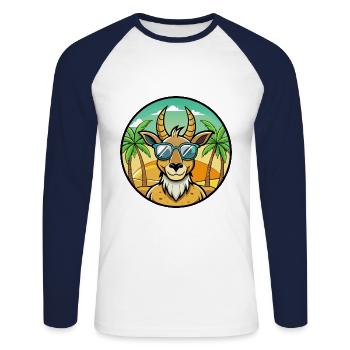 Lunettes de soleil de plage d’été de dessin animé drôle d’antilope - T-shirt baseball manches longues Homme - blanc/marine - Devant - Nik (191cm)