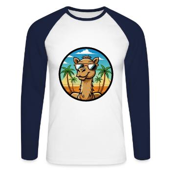 Kamel Lustige Cartoon Sommer Strand Sonnenbrille Cool - Unisex Baseballshirt langarm - Weiß/Navy - Vorne - Nik (191cm)