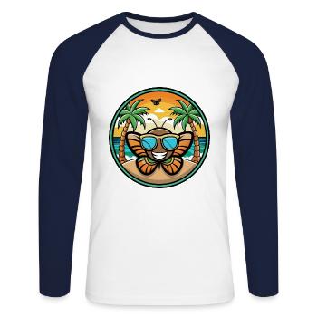 Schmetterling Lustige Cartoon Sommer Strand Sonnenbrille - Unisex Baseballshirt langarm - Weiß/Navy - Vorne - Nik (191cm)