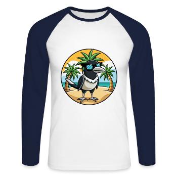Magpie Drôle Dessin Animé Plage De Plage Lunettes Cool - T-shirt baseball manches longues Homme - blanc/marine - Devant - Nik (191cm)