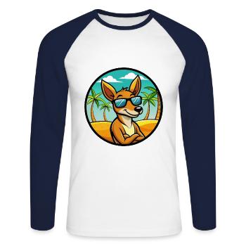 Kangaroo Funny Cartoon Summer Beach Sunglasses - Unisex Long Sleeve Baseball T-Shirt - white/navy - Front - Nik (191cm)