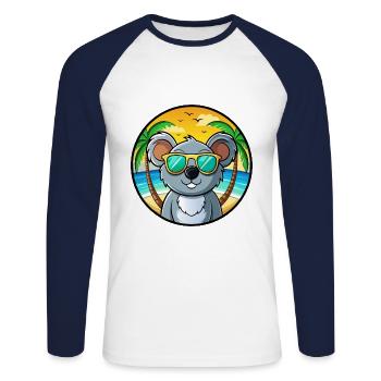 Koala Lustige Cartoon Sommer Strand Sonnenbrille Cool - Unisex Baseballshirt langarm - Weiß/Navy - Vorne - Nik (191cm)