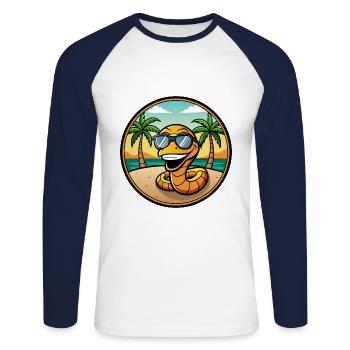 Serpent Drôle Dessin Animé Plage D’été Lunettes De Soleil Cool - T-shirt baseball manches longues Homme - blanc/marine - Devant - Nik (191cm)