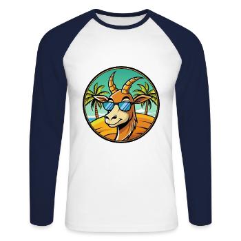 Lunettes de soleil de plage d’été de dessin animé drôle d’antilope - T-shirt baseball manches longues Homme - blanc/marine - Devant - Nik (191cm)
