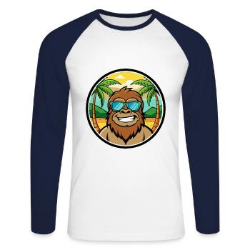 Bigfoot Funny Cartoon Summer Beach Sunglasses Cool - Unisex Long Sleeve Baseball T-Shirt - white/navy - Front - Nik (191cm)
