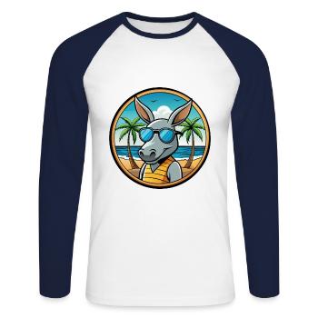 Aardvark Funny Cartoon Lunettes de soleil de plage d’été - T-shirt baseball manches longues Homme - blanc/marine - Devant - Nik (191cm)