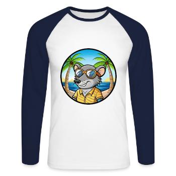 Rat Drôle Dessin Animé Plage D’été Lunettes De Soleil Autocollant - T-shirt baseball manches longues Homme - blanc/marine - Devant - Nik (191cm)