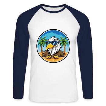 Adler Lustige Cartoon Sommer Strand Sonnenbrille Cool - Unisex Baseballshirt langarm - Weiß/Navy - Vorne - Nik (191cm)