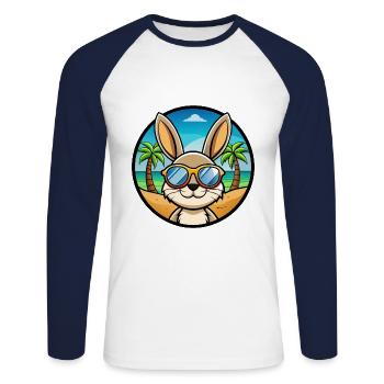Rabbit Funny Cartoon Summer Beach Sunglasses Cool - Unisex Long Sleeve Baseball T-Shirt - white/navy - Front - Nik (191cm)