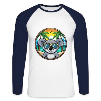 Koala Lustige Cartoon Sommer Strand Sonnenbrille Cool - Unisex Baseballshirt langarm - Weiß/Navy - Vorne - Nik (191cm)