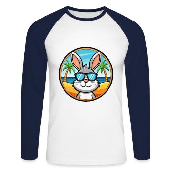 Rabbit Funny Cartoon Summer Beach Sunglasses Cool - Unisex Long Sleeve Baseball T-Shirt - white/navy - Front - Nik (191cm)