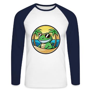 Lizard Funny Cartoon Summer Beach Sunglasses Cool - Unisex Long Sleeve Baseball T-Shirt - white/navy - Front - Nik (191cm)