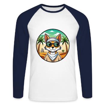 Lunettes de soleil de race de chat Mau arabe de plage - T-shirt baseball manches longues Homme - blanc/marine - Devant - Nik (191cm)