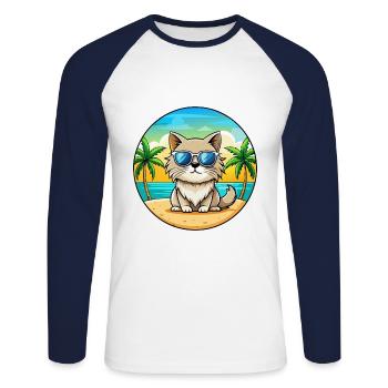 Lunettes de soleil Colorpoint Persian Cat Breed Cartoon - T-shirt baseball manches longues Homme - blanc/marine - Devant - Nik (191cm)
