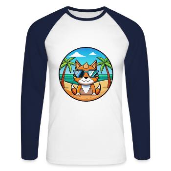 German Rex Cat Breed Cartoon Sunglasses Beach - Unisex Long Sleeve Baseball T-Shirt - white/navy - Front - Nik (191cm)
