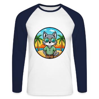 Korat Cat Breed Cartoon Sunglasses Beach - Unisex Long Sleeve Baseball T-Shirt - white/navy - Front - Nik (191cm)