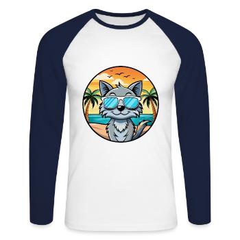 Lunettes de soleil australiennes Mist Cat Breed Cartoon Beach - T-shirt baseball manches longues Homme - blanc/marine - Devant - Nik (191cm)