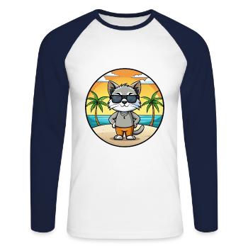 Javanais Race Dessin Animé Lunettes De Soleil Plage - T-shirt baseball manches longues Homme - blanc/marine - Devant - Nik (191cm)