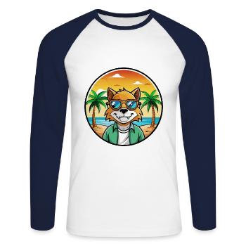 German Rex Cat Breed Cartoon Sunglasses Beach - Unisex Long Sleeve Baseball T-Shirt - white/navy - Front - Nik (191cm)