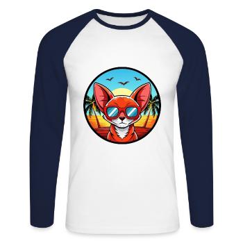 Lunettes de soleil de dessin animé Devon Rex Redon Rex Race Beach - T-shirt baseball manches longues Homme - blanc/marine - Devant - Nik (191cm)
