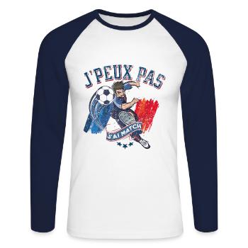 J peux pas j ai match 1 - T-shirt baseball manches longues Homme - blanc/marine - Devant - Nik (191cm)