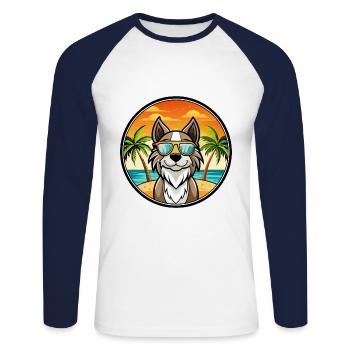 Alpine Spaniel Dog Breed Cartoon Sunglasses Beach - Unisex Long Sleeve Baseball T-Shirt - white/navy - Front - Nik (191cm)