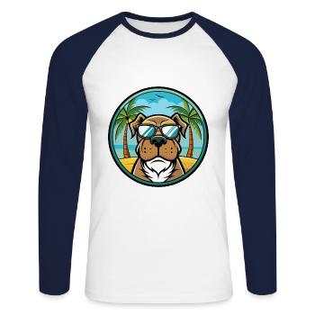 Alpine Mastiff Dog Breed Cartoon Sunglasses Beach - Unisex Long Sleeve Baseball T-Shirt - white/navy - Front - Nik (191cm)