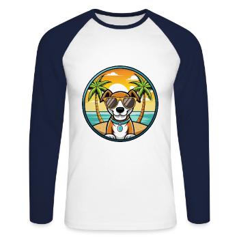 Ariege Pointer Dog Breed Cartoon Sunglasses Beach - Unisex Long Sleeve Baseball T-Shirt - white/navy - Front - Nik (191cm)
