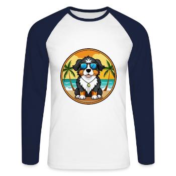 Berner Laufhund Dog Breed Cartoon Sunglasses Beach - Unisex Long Sleeve Baseball T-Shirt - white/navy - Front - Nik (191cm)