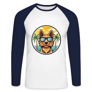 Australian Terrier Hunderasse Cartoon Sonnenbrille - Unisex Baseballshirt langarm - Weiß/Navy - Vorne - Nik (191cm)