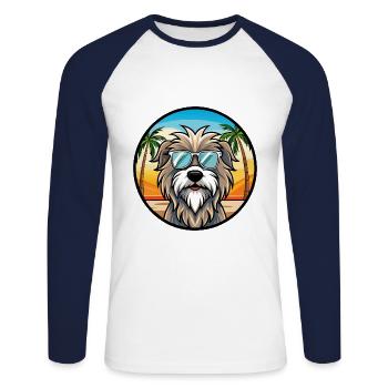 Lunettes de soleil Bergamasco Shepherd Dog Breed Cartoon - T-shirt baseball manches longues Homme - blanc/marine - Devant - Nik (191cm)