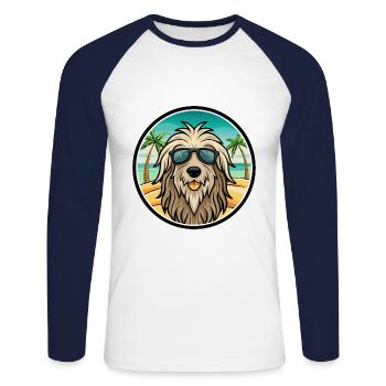 Bergamasco Dog Breed Cartoon Sunglasses Beach - Unisex Long Sleeve Baseball T-Shirt - white/navy - Front - Nik (191cm)