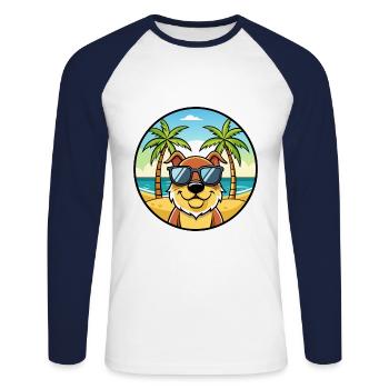 Berger De Beauce Hunderasse Cartoon Sonnenbrille Strand - Unisex Baseballshirt langarm - Weiß/Navy - Vorne - Nik (191cm)