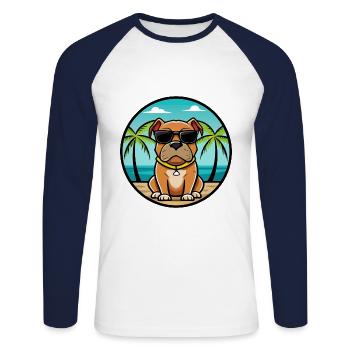 Boerboel Dog Breed Cartoon Sunglasses Beach - Unisex Long Sleeve Baseball T-Shirt - white/navy - Front - Nik (191cm)