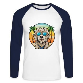 Bergamasco Sheepdog Breed Cartoon Sunglasses Beach - Unisex Long Sleeve Baseball T-Shirt - white/navy - Front - Nik (191cm)