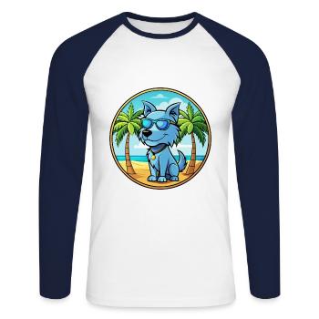 Bleu De Gascogne Hunderasse Cartoon Sonnenbrille Strand - Unisex Baseballshirt langarm - Weiß/Navy - Vorne - Nik (191cm)