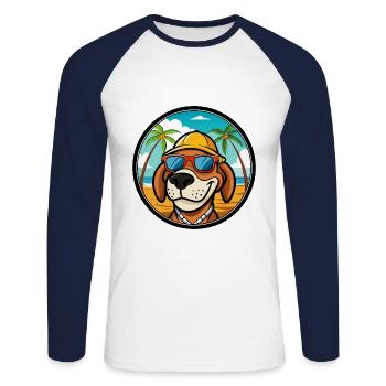 Bruno Jura Chien Chien Race Dessin Animé Lunettes De Soleil Plage - T-shirt baseball manches longues Homme - blanc/marine - Devant - Nik (191cm)