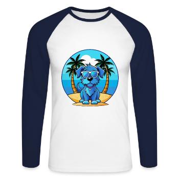 Lunettes de soleil Blue Picardy Spaniel Dog Breed Cartoon - T-shirt baseball manches longues Homme - blanc/marine - Devant - Nik (191cm)