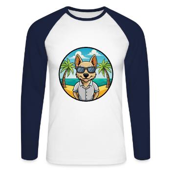Braque Saint Germain Hunderasse Cartoon Sonnenbrille - Unisex Baseballshirt langarm - Weiß/Navy - Vorne - Nik (191cm)