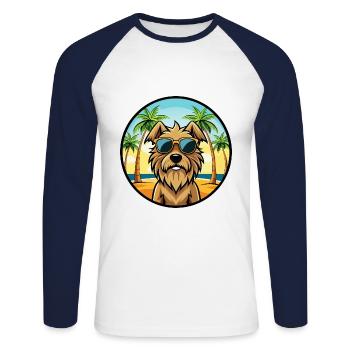 Briard Dog Breed Cartoon Sunglasses Beach - Unisex Long Sleeve Baseball T-Shirt - white/navy - Front - Nik (191cm)