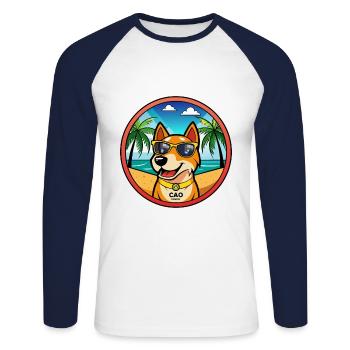 Cao De Gado Transmontano Hunderasse Cartoon Strand - Unisex Baseballshirt langarm - Weiß/Navy - Vorne - Nik (191cm)